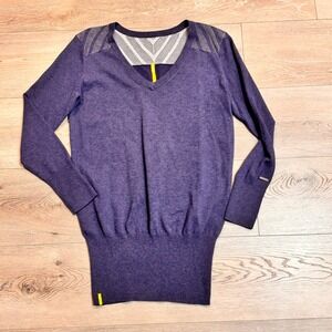 Lolë V-Neck Sweater‎ Pullover Long Sleeve Athleisure Top Knit Blue Medium